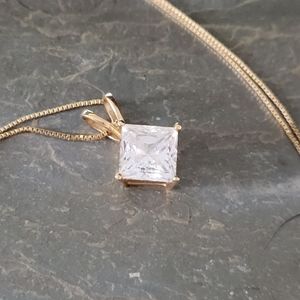 Diamonique Cubic Zirconia 14k Gold Necklace